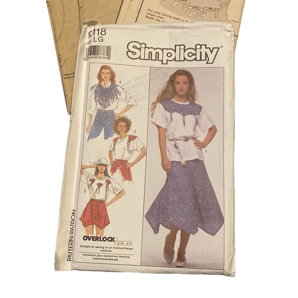 Simplicity 9118 Misses Large Western Handkerchief Skirt T-Shirt Pattern Rodeo - Picture 2 of 3